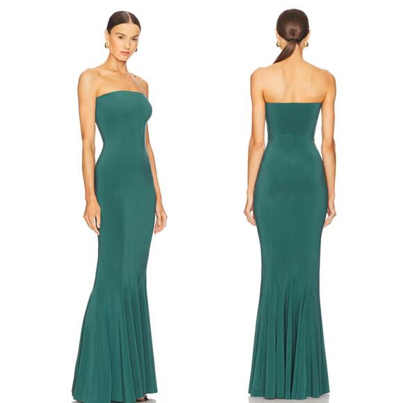 Norma Kamali Green X Revolve Strapless Fishtail Gown MAXI